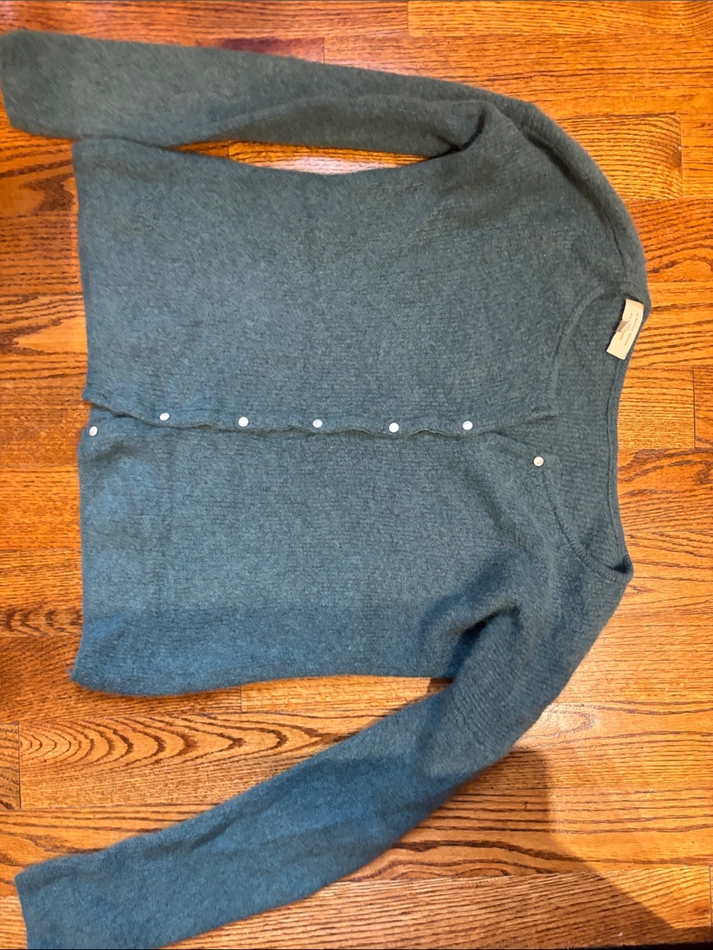 Sezane Classic Women's Crewneck Button Cardigan — Teal